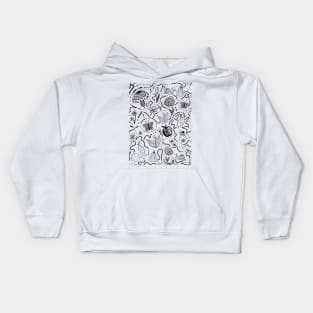 Summer Garden Doodle (Yellow Background) Kids Hoodie